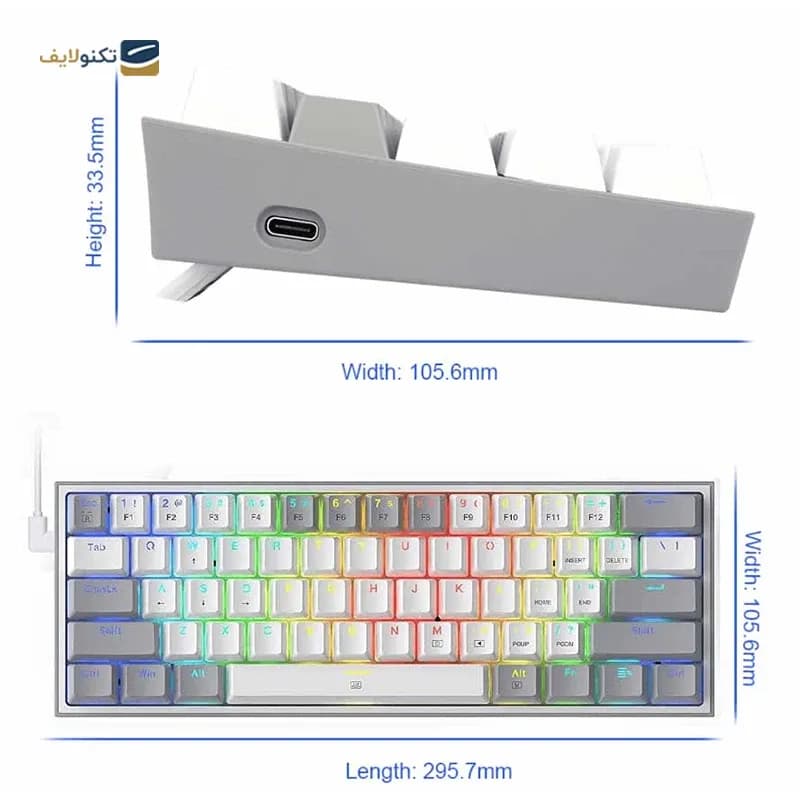 کیبورد گیمینگ ردراگون مدل K617 FIZZ W-G