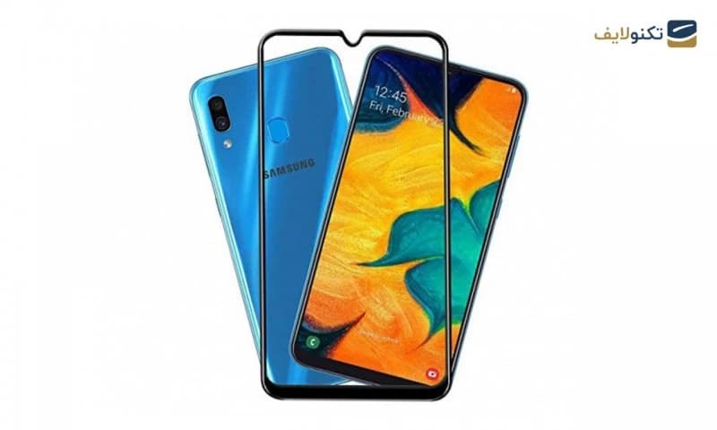 محافظ صفحه نمایش شیشه ای تمام چسب (فول گلس) سامسونگ Galaxy A30، تصویر ۱ از ۱
